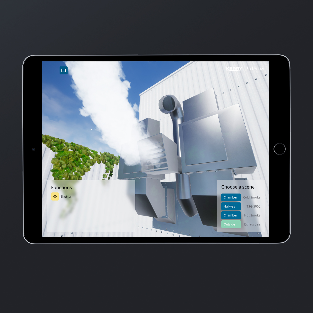 iPad with visualization of an open exhaust vent