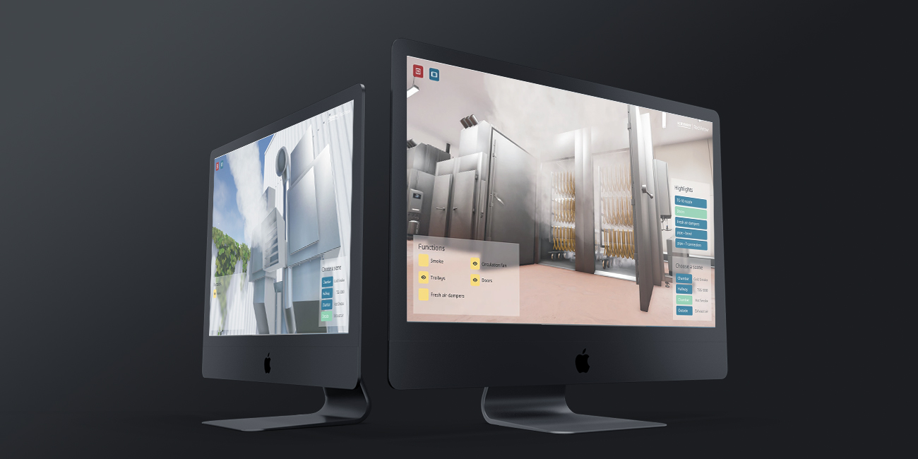 Virtual Showroom App auf zwei Desktop PCs