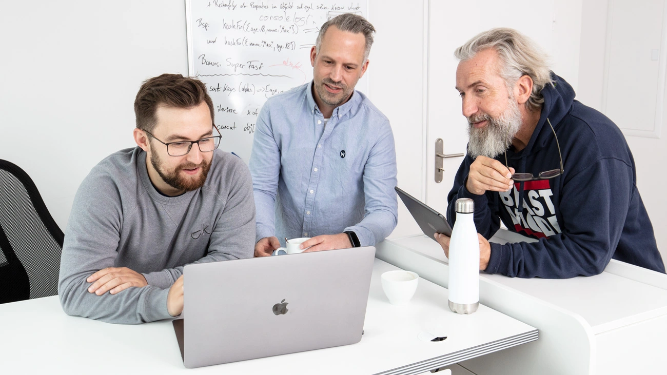 Meeting at a standing desk