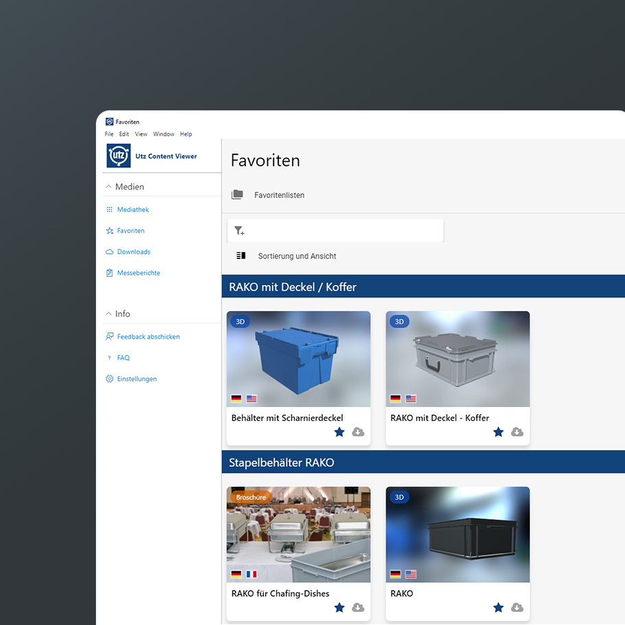 Favoriten im Utz Content Viewer